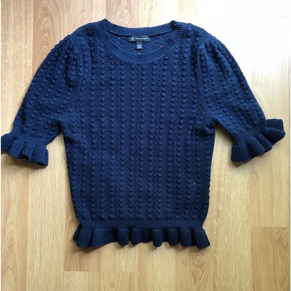 Navy Blue cotton/poly blend sweater by INC - Picture 1 of 11